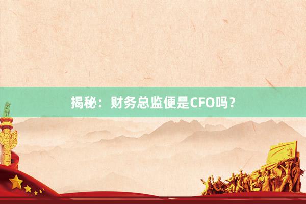 揭秘：财务总监便是CFO吗？